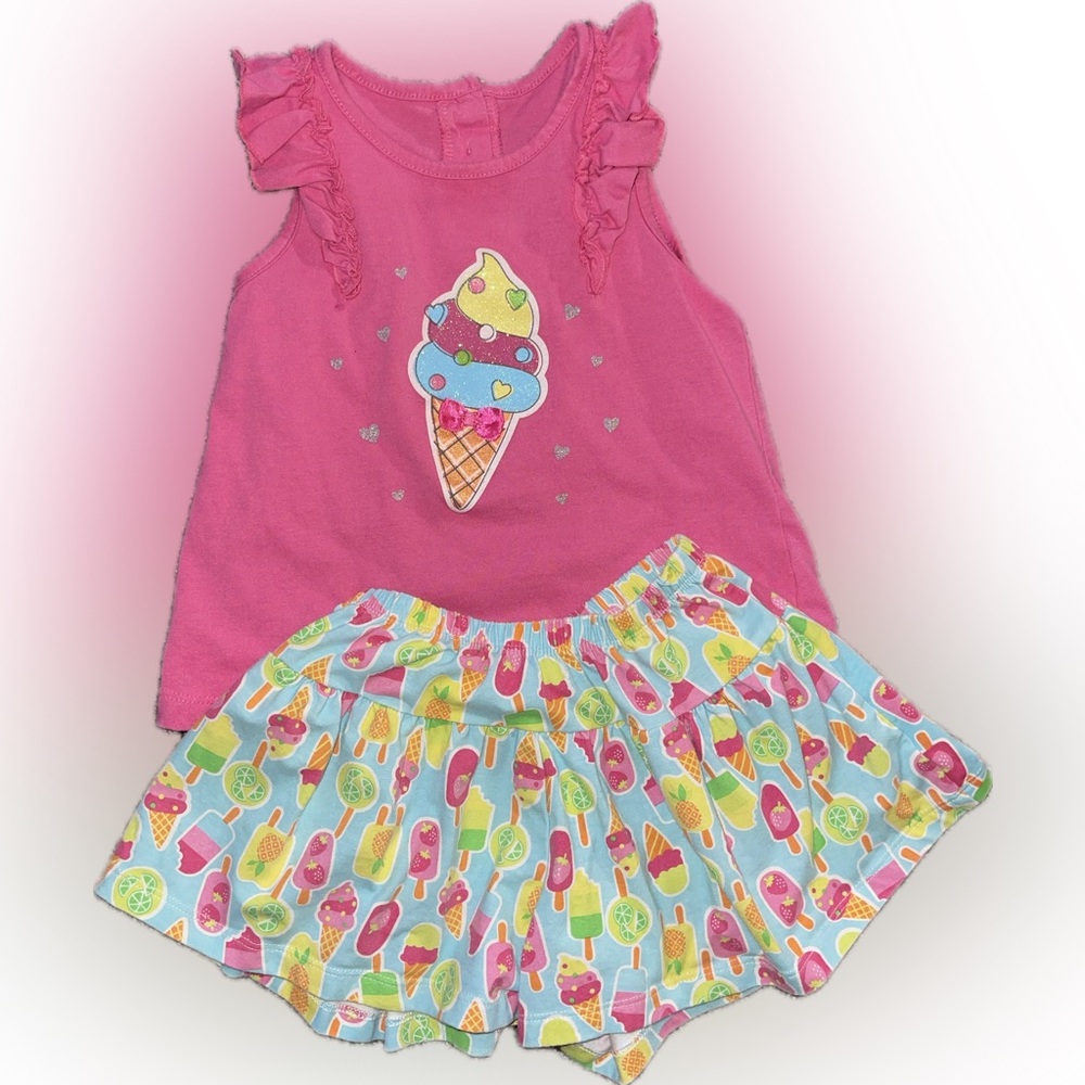 Kids Headquarters Girls' Shirt & short/skirt Pink Icecream Outfit Size 6
